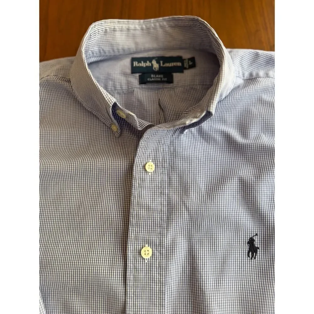 Polo Ralph Lauren Men's Blake Classic Blue Gingham Button-Down Shirt - Size L